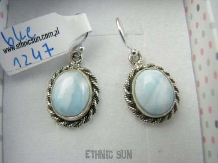 bke1247 Błękitne Obłoczki !!! Delikatne Lekkie Kolczyki z Larimarem Unikat Rzadki Larimar - kamień delfina Srebro 925