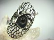 bpe1358 MĄDRA SOWA !!! Cos pięknego Długi 4cm  DUŻY Ażurowy Pierścień Onyks SOWA - symbol mądrości r.21/ r.22  Srebro 925 # - 9