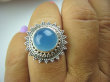 bpe4980 Piękny Delikatny Pierścień Błękitno - Niebieski CHALCEDON (TARCZYCA) czakra gardła r.17 pięknie zdobione Srebro 925 # - 11