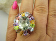 bpee4627 Wooow BOSKO PIĘKNY WIELOBARWNY Lux Pierścień Pierścionek naturalny Zielony Ametyst, Fioletowy Ametyst, Granaty, Oliwin, Kwarc Dymny, Cytryn, Blue Topaz r.17 SREBRO 925 # - 4