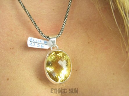 bwee2336 Ekskluzywna Biżuteria !! ZŁOCISTY GRUBAS PIĘKNY KLEJNOT Esencja piękna 26 g !! Lśniący LUKSUSOWY Wisior CYTRYN  - kamień Antycukrzycowy Srebro 925 #