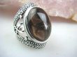 bpe4642 Śliczny ażurowy Pierścień KWARC DYMNY kamień antystresowy i uspokajający  r.17/ r.18 zdobiona ażurowa obrączka Srebro 925 # - 3