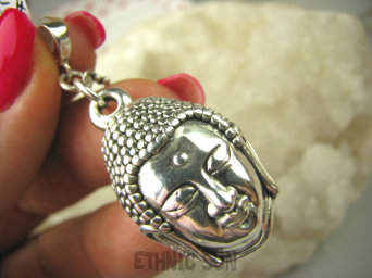 bwe3003 Bajecznie piękny AMULET Cacko GŁOWA BUDDY - SYMBOL MĄDROŚCI !!! Orientalny Lśniący Wisior z wizerunkiem Buddy BUDDA Cały ze Srebra Srebro 925 #