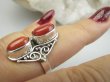 bpe9651 Rzadkość Magnetyzujący Talizman przyciąga Szczęscie i Sukces!!!! Egzotyczny Pierścień Pierścionek Wysadzany naturalnymi Koralami r.15 Koral Srebro 925 # - 6