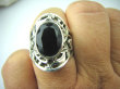 bpee3292 Roślinne Pnącza !!! CACUSZKO Przepiękny Pierścień szlifowany Czarny Onyks r.17 zdobiona obrączka Srebro 925 # - 3