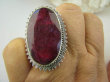 bpee3478 MALINOWY OLBRZYM 4,2cm  !!!! Duży 21 gramów !!! PRZEPIĘKNY Pierścień Rubin Indyjski - kamień namiętnej miłości Rubiny r.18 Srebro 925 # - 4