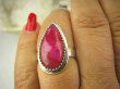 bpe7992 Rubinowa Kropla !!! Orientalny Delikatny Pierścień Rubin Indyjski Rubiny r.15 Srebro 925 # - 2