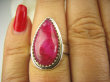 bpe7992 Rubinowa Kropla !!! Orientalny Delikatny Pierścień Rubin Indyjski Rubiny r.15 Srebro 925 # - 4