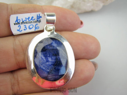 bwee2306 SZAFIROWA LŚNIĄCA HRABIANKA !!!! Okaz 12g !!! Wisior Zawieszka SZAFIR Indyjski - WIERNOŚĆ związkach , Stres, choroby oczu ciśnienie , Szafiry lśniące Srebro 925 #