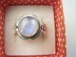 bpe9477 Piękny  Delikatny Pierścień Pierścionek NIEBIESKI Kamień Księżycowy r.16 Srebro 925 # - 2