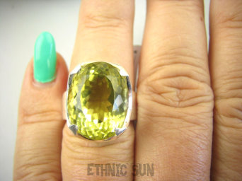 bpee4081 Nowa Kolekcja !!! Elegancki Pierścień Pierścionek żółty słoneczny CYTRYN  LEMON najwyższa jakość kamienia r.14 Srebro 925 #