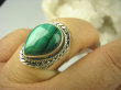 bpe6561 PIERŚCIEŃ z zielonym Malachitem Malachit - pobudza kreatywność r.18 Srebro 925 # - 6