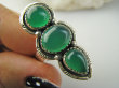 bpe9494 Orientalna Piękność Długi 3.7 cm cudownie zdobiony Pierścień Pierścionek Zielony Onyks r.19 Srebro 925 # - 8