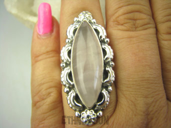 bpe8015 Długi 4.1 OKAZ !!!! Egzotyczny Pierścień KWARC Różowy Kamień mocnego SERCA r.16 Srebro 925 #