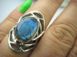 bpee3291 AŻUROWA SIEĆ  Piękny Pierścień szlifowany Niebieski Labradoryt Spektrolit - kamień Zorzy Polarnej r.15 lśniące Srebro 925 # - 3