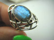 bpee3291 AŻUROWA SIEĆ  Piękny Pierścień szlifowany Niebieski Labradoryt Spektrolit - kamień Zorzy Polarnej r.15 lśniące Srebro 925 # - 6