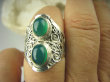 bpe6539 Egzotyczny Pierścień zielony ONYKS regeneruje SERCE, EGZEMY, PAMIĘĆ r.16/ r.17 ażurowa obrączka Srebro 925 # - 7