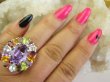 bpee4691 Wooow BOSKO PIĘKNY WIELOBARWNY Lux Pierścień Pierścionek naturalny Ametyst, Granaty, Kwarc, Oliwin, Blue Topaz, Kwarc Dymny r.20 SREBRO 925 # - 4