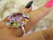 bpee4691 Wooow BOSKO PIĘKNY WIELOBARWNY Lux Pierścień Pierścionek naturalny Ametyst, Granaty, Kwarc, Oliwin, Blue Topaz, Kwarc Dymny r.20 SREBRO 925 # - 5