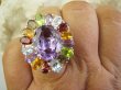 bpee4691 Wooow BOSKO PIĘKNY WIELOBARWNY Lux Pierścień Pierścionek naturalny Ametyst, Granaty, Kwarc, Oliwin, Blue Topaz, Kwarc Dymny r.20 SREBRO 925 # - 6