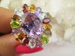 bpee4691 Wooow BOSKO PIĘKNY WIELOBARWNY Lux Pierścień Pierścionek naturalny Ametyst, Granaty, Kwarc, Oliwin, Blue Topaz, Kwarc Dymny r.20 SREBRO 925 # - 8