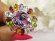 bpee4691 Wooow BOSKO PIĘKNY WIELOBARWNY Lux Pierścień Pierścionek naturalny Ametyst, Granaty, Kwarc, Oliwin, Blue Topaz, Kwarc Dymny r.20 SREBRO 925 # - 9