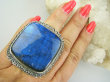 bpe9722 CUDOWNY GIGANT 42G OKAZ Regulowany Pierścień Niebiesko Granatowy Labradoryt Spektrolit kamień odwagi r.18, r.19, r.20, r.21, r.22, r.23 Srebro 925 # - 6