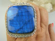 bpe9722 CUDOWNY GIGANT 42G OKAZ Regulowany Pierścień Niebiesko Granatowy Labradoryt Spektrolit kamień odwagi r.18, r.19, r.20, r.21, r.22, r.23 Srebro 925 # - 7