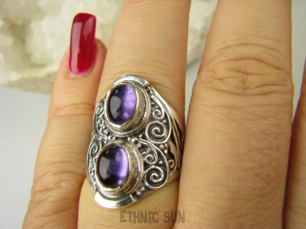 bpe8611 Pierścień Pierścionek AMETYST - kamień mądrości (ochrona, spokój umysłu, rozwój duchowy) r.16/ r.17 Srebro 925 #