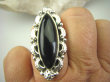 bpe7157 Piękna oprawa pierścień kruczo czarny Onyks regeneruje SERCE, EGZEMY, PAMIĘĆ r.15 Srebro 925 # - 5