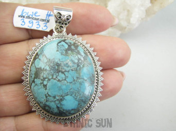 bwe3933 CUDOWNY OKAZ 19g !! UNIKAT Piękny Egzotyczny Wisior Zawieszka naturalny TURKUS Turkusy Srebro 925 #