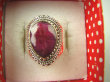 bpee3700 Malinowa Pokusa - Delikatny Pierścień Rubin Indyjski Rubiny r.22 orientalne Srebro 925 # - 2