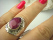 bpee3700 Malinowa Pokusa - Delikatny Pierścień Rubin Indyjski Rubiny r.22 orientalne Srebro 925 # - 3