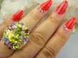 bpee4716 Wooow BOSKO PIĘKNY WIELOBARWNY Lux Pierścień Pierścionek naturalny Cytryn Lemon, Ametyst, Granaty, Oliwin, Blue Topaz r.15 SREBRO 925 # - 2