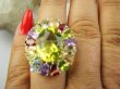 bpee4716 Wooow BOSKO PIĘKNY WIELOBARWNY Lux Pierścień Pierścionek naturalny Cytryn Lemon, Ametyst, Granaty, Oliwin, Blue Topaz r.15 SREBRO 925 # - 4