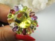 bpee4716 Wooow BOSKO PIĘKNY WIELOBARWNY Lux Pierścień Pierścionek naturalny Cytryn Lemon, Ametyst, Granaty, Oliwin, Blue Topaz r.15 SREBRO 925 # - 7