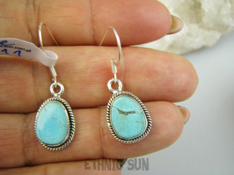 bke1211 Delikatne Lekkie Kolczyki z Turkusami TURKUSY Turkusowy TURKUS - opiekun ciała i duszy Srebro 925