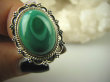 bpe6399 Śliczny Orientalny PIERŚCIEŃ Zielony Malachit - pobudza kreatywność r.13 Srebro 925 # - 3