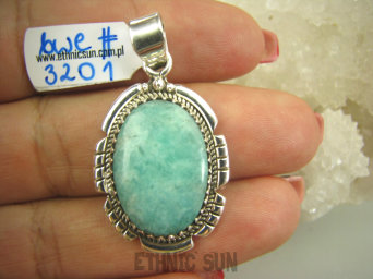 bwe3201 LAZUROWA AMAZONKA !!!! Delikatny Wisior lazurowy AMAZONIT - kamień marzeń i realizacji Srebro 925 #