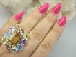 bpee4514 Wooow SŁONECZNY KLAJNOT PIĘKNY WIELOBARWNY CZWOROKĄT DUŻY OKAZ 19g !! Pierścień Pierścionek naturalny Cytryn, Ametyst, Blue Topaz, Kwarc Dymny r.17 SREBRO 925 # - 8