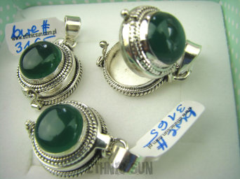 bwe3165 Delikatny Wisior Sekretnik Na Zdjęcia lub Marzenia Piękny otwierany Wisior zielony Onyks - SERCE, EGZEMY, PAMIĘĆ Srebro 925 #