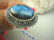 bpe8185 MAX BLASK - Czarodziejsko Piękny Orientalny Pierścień Labradoryt Spektrolit - kamień Zorzy Polarnej r.15 Srebro 925 # - 7