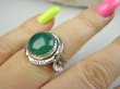 bpe9592 Biżuteria Orientalna Delikatna piękność śliczny Pierścień Pierścionek Zielony Onyks r.14 Srebro 925 # - 4
