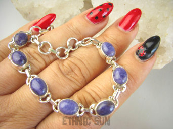 bb3710 RZADKOŚĆ Bransoleta Bransoletka DROGOCENNY Fioletowy CZAROIT 7 sztuk Syberia Srebro 925 #