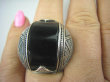 bpe5677 MAROKAŃSKI DUŻY PIERŚCIEŃ OBSYDIAN ZŁOCISTY  z Meksyku  czarny mieni się złotymi drobinkami - chroni przed zawiścią, „złym spojrzeniem” i przed pechem ) r.20/r.21 Maroko Srebro 925 # - 7