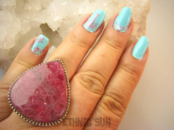 bpe9166 MALINOWA PIĘKNOŚĆ DUŻY OKAZ 24G !!! Regulowany Pierścień Pierścionek RODONIT - Niepokój, stres, bóle głowy, skurcze r.18, r.19, r.20, r.21 Srebro 925 #