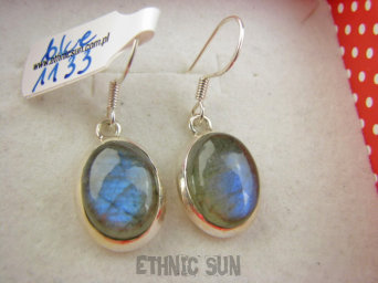 bke1133 Klasyczne Lekkie delikatne Kolczyki LABRADORYT Spektrolit kamień Zorzy Polarnej lśniące Srebro 925