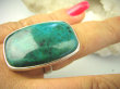 bpe8164 CUD NATURY Duży Klasyczny Okaz Pierścień naturalna CHRYZOKOLA I AZURYT r.19 Srebro 925 # - 3