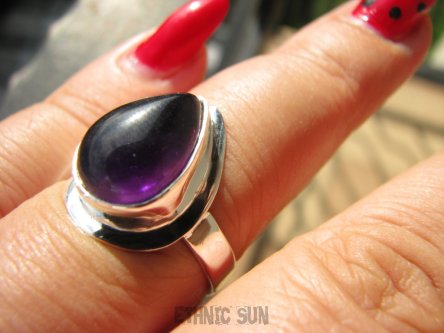 bpe9045 Delikatny śliczny Klasyczny Wygodny Pierścień Pierścionek AMETYST - kamień odwagi r.15 Srebro 925