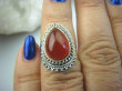 bpe5783 Biżuteria Orientalna - Delikatny OKAZ Pierścień Czerwony Onyks - regeneruje SERCE, EGZEMY, PAMIĘĆ r.12/ r.13 mały rozmiar Srebro 925 # - 6
